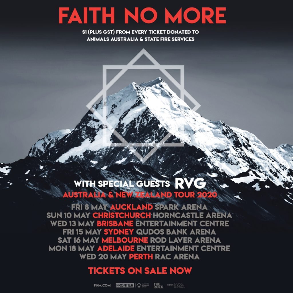 Tour poster for the upcoming Australian visit from Faith No More