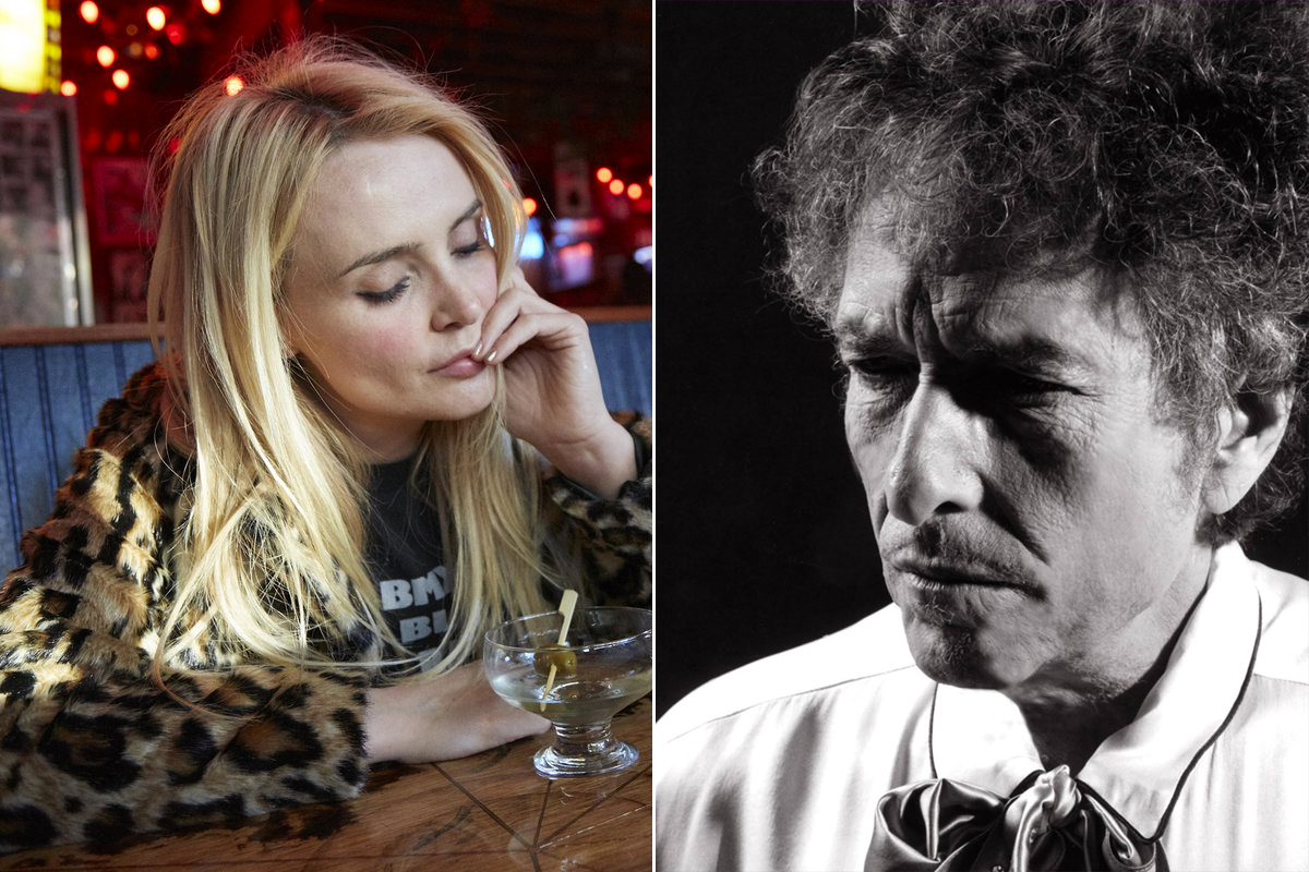 2 panel image of Emma Swift and Bob Dylan
