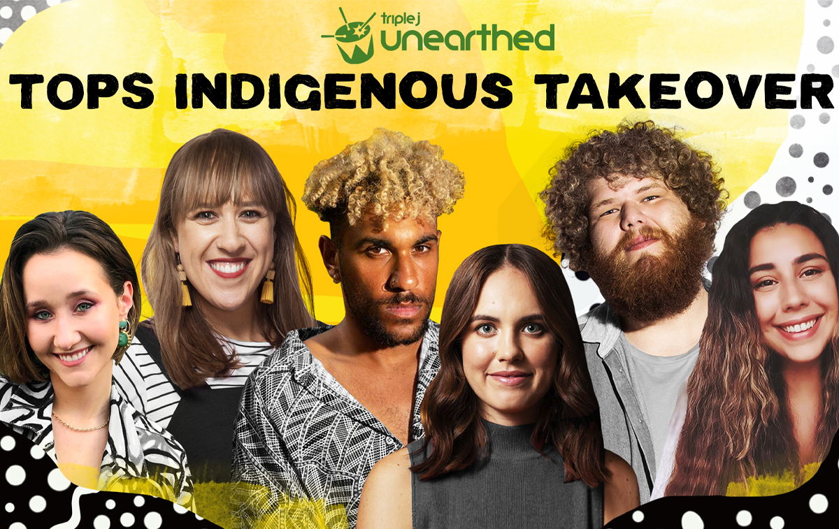 Image of Ashley McGregor, Karla Ranby, Tyrone Pynor, Marlee Silva, Dave Woodhead and Loren Ryan, who will be hosting the TOPS Reconciliation Week Indigenous takeover on triple j Unearthed