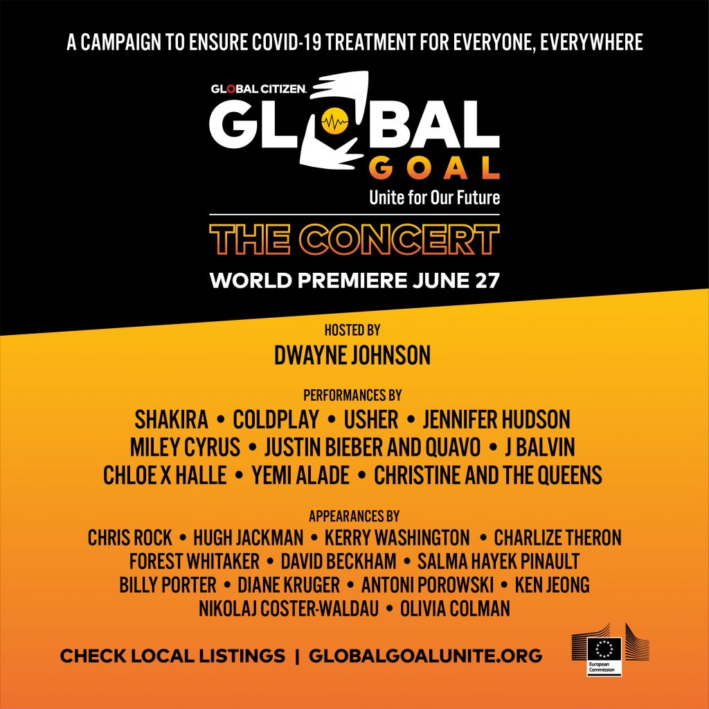 Image of the poster for the Global Citizen event, 'Global Goal: Unite for Our Future'