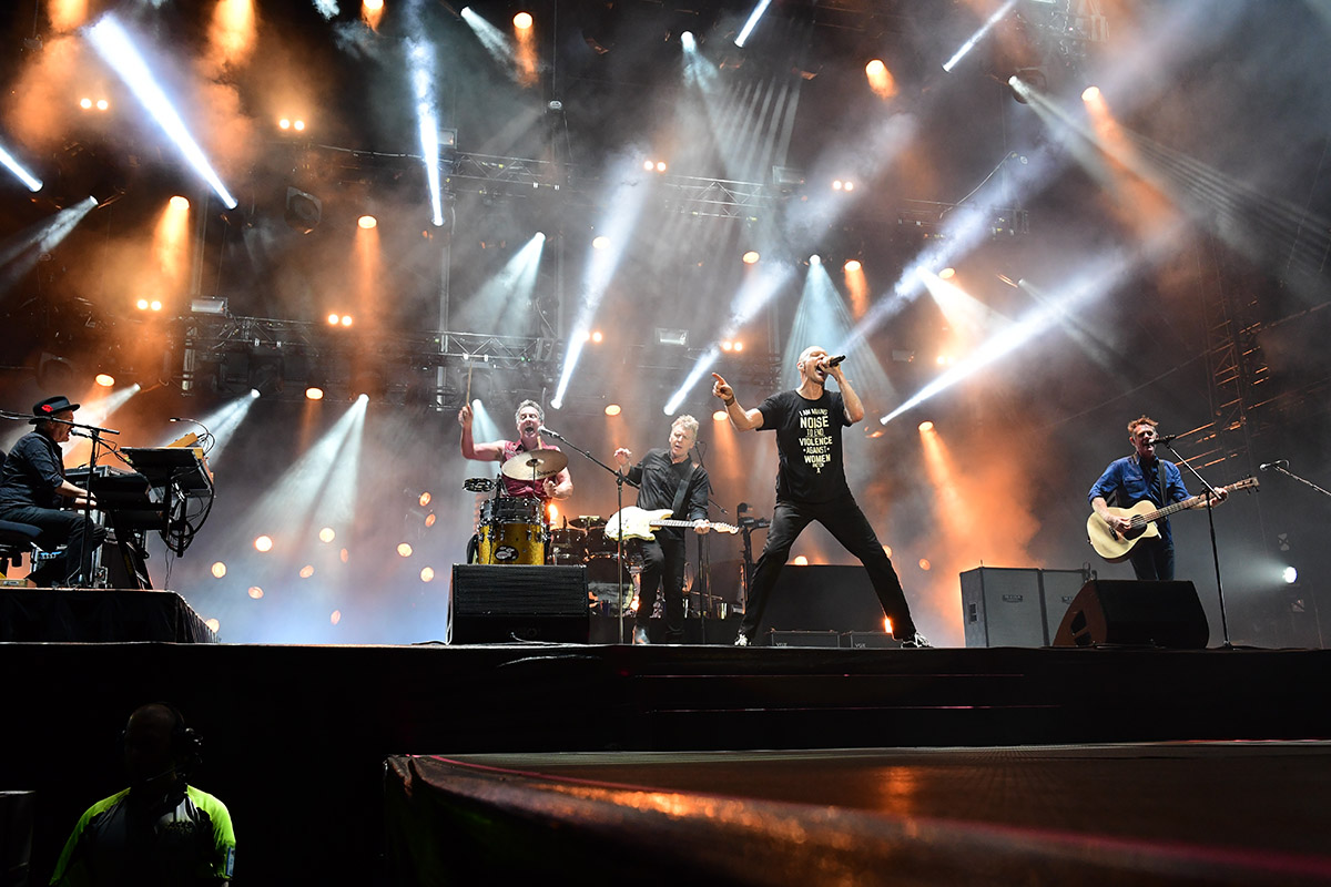 Image of Midnight Oil performing at The Domain in 2018