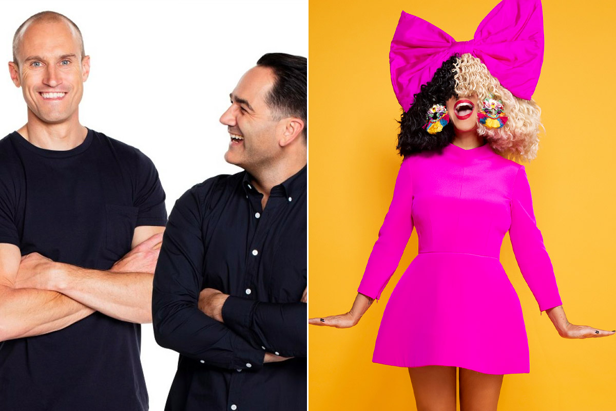Two-panel image of Nova's Fitzy & Wippa and Sia