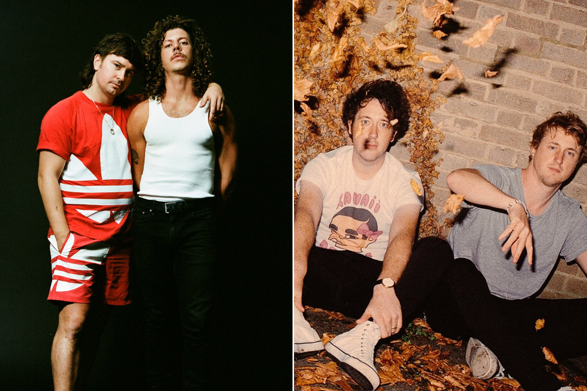 2 panel image of Peking Duk and The Wombats