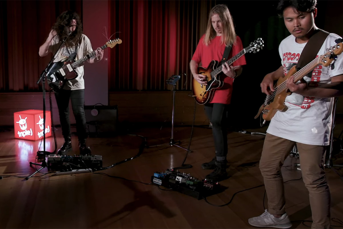 Image of Psychedelic Porn Crumpets performing for triple j's Like a Version