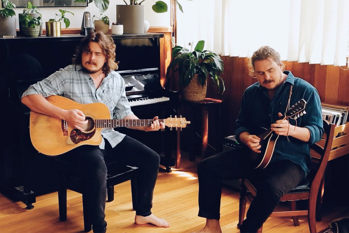 Image of Pierce Brothers performing for Rolling Stone's 'In My Room' series.