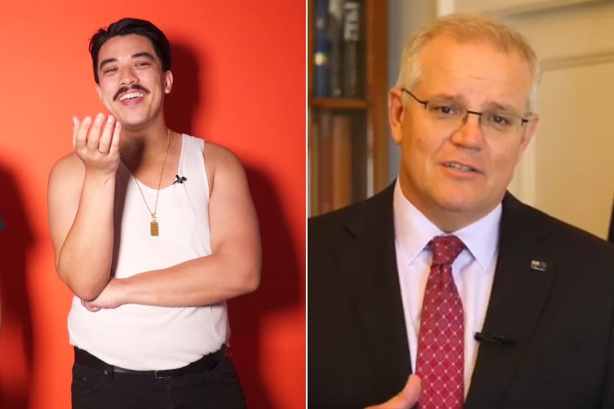 Image of Polish Club's David Novak and Prime Minister Scott Morrison, whose COVID response has been heavily criticised