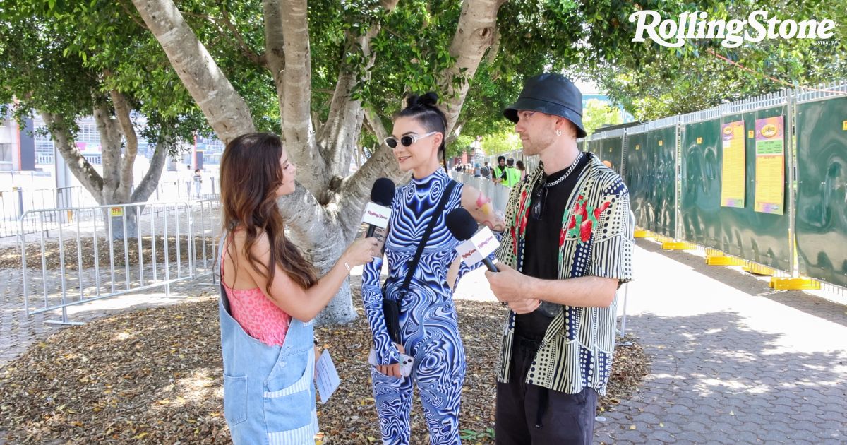 Poppy Reid Editor in Chief of Rolling Stone interviewing festival goers