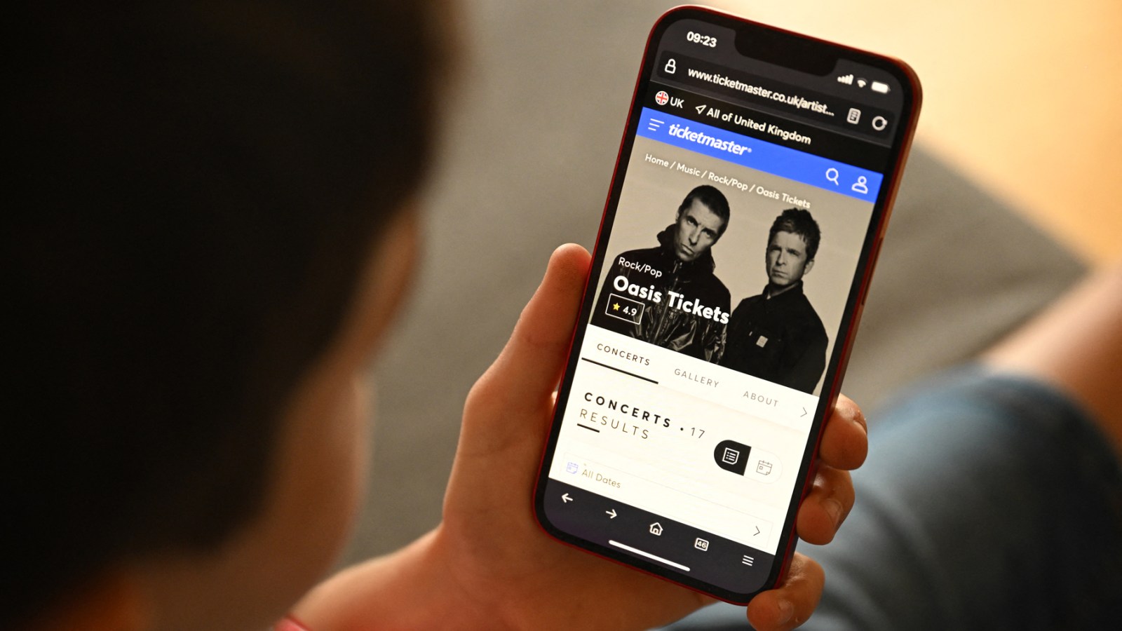 Oasis Ticketmaster sale on phone