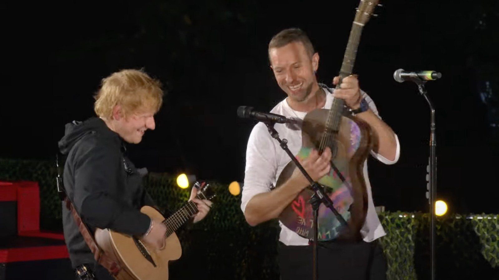 Ed Sheeran and Chris Martin at Global Citizen