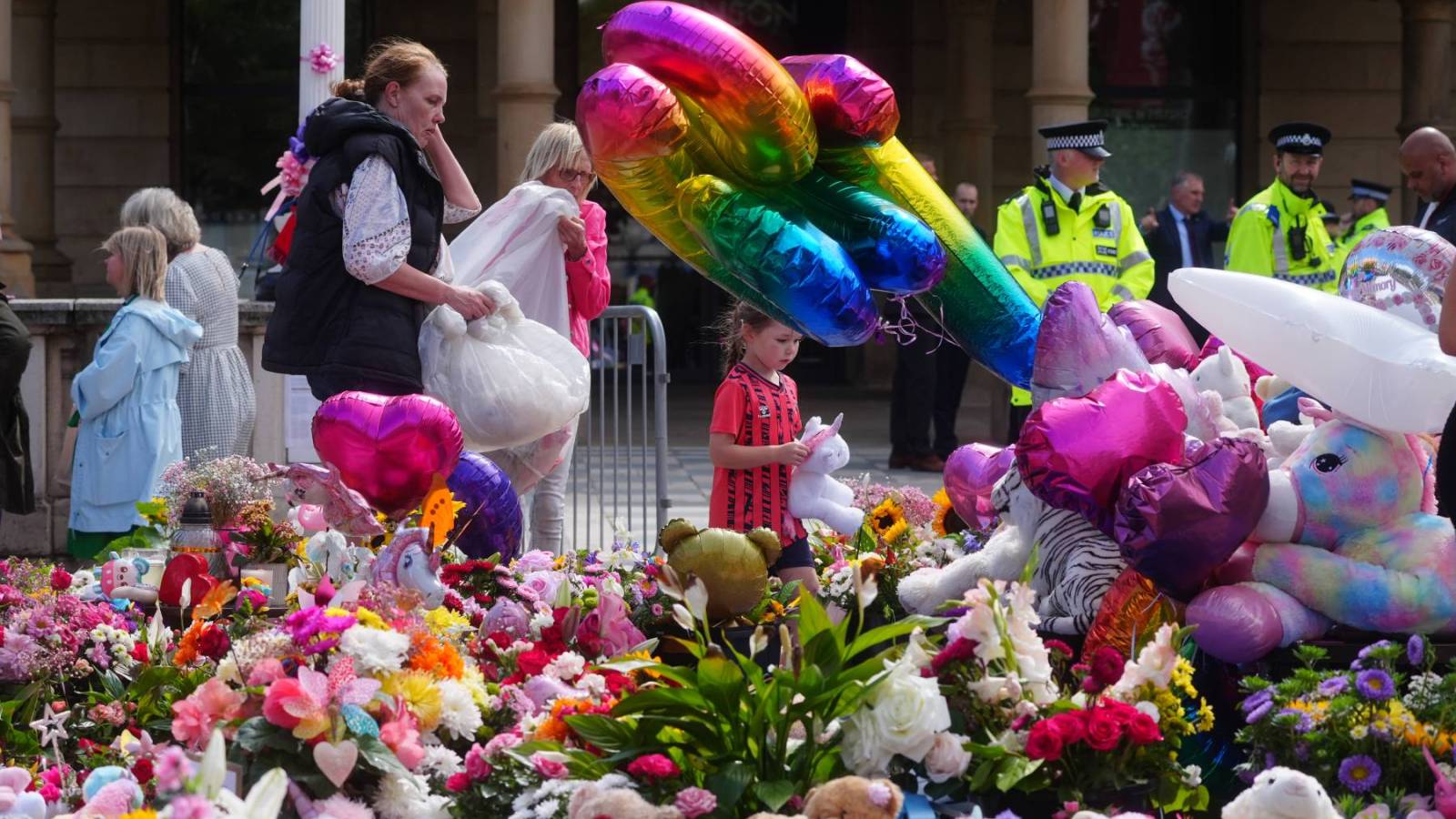 Flowers and tributes outside Atkinson Art Centre Southport following the July 29 knife attack
