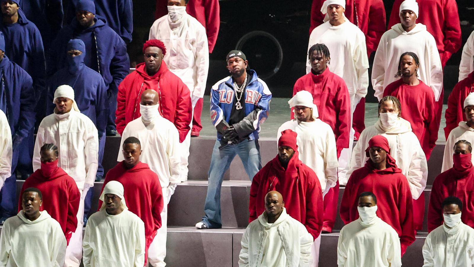 Kendrick Lamar performs at the Super Bowl