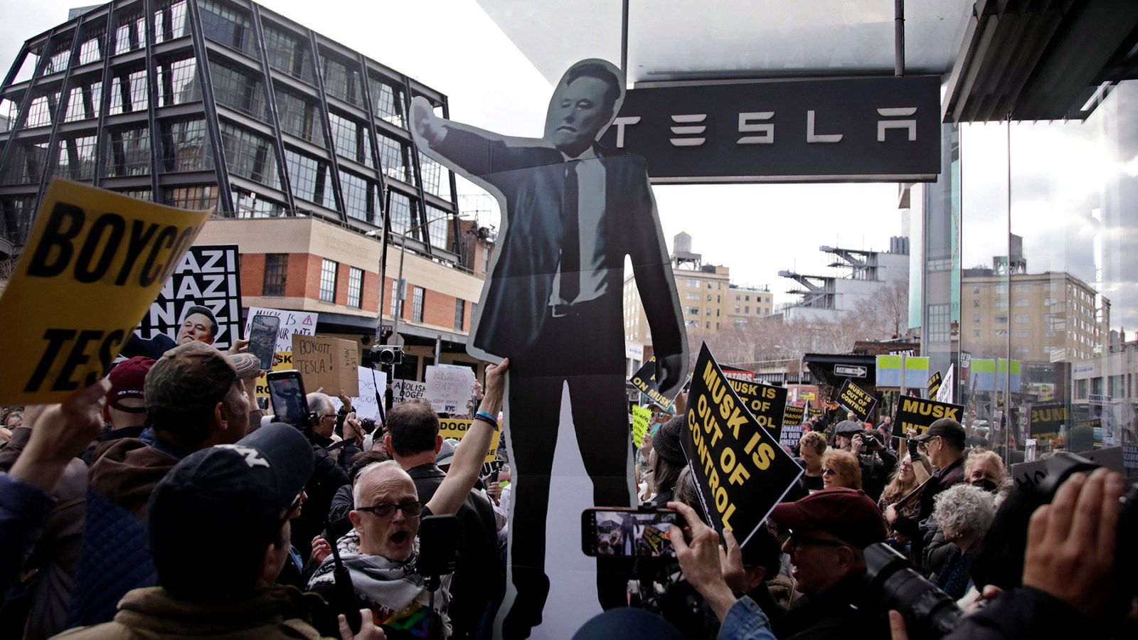 Tesla protest in New York