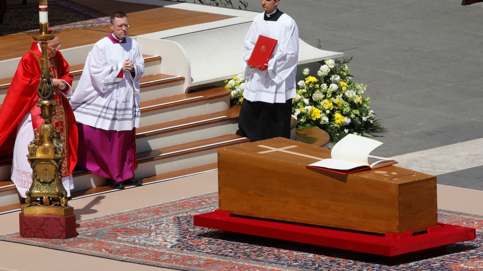 The coffin of late Pope Francis