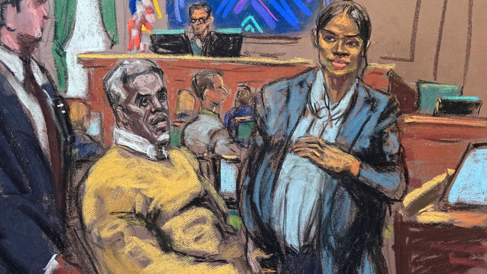 Courtroom sketch of Sean Combs trial