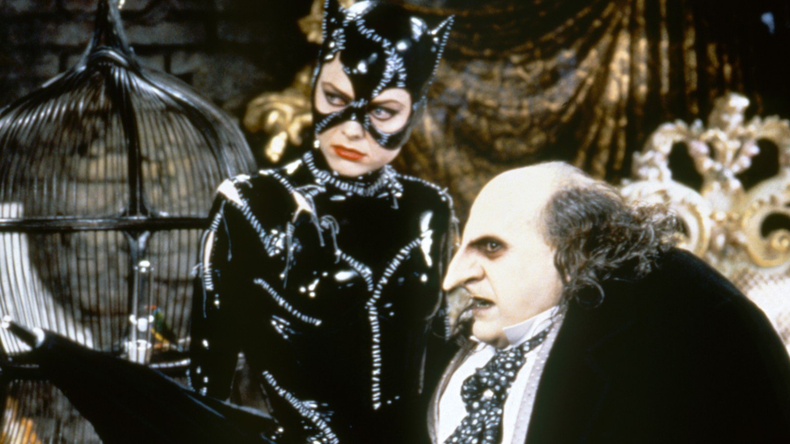 Michelle Pfeiffer and Danny DeVito on the set of Batman Returns