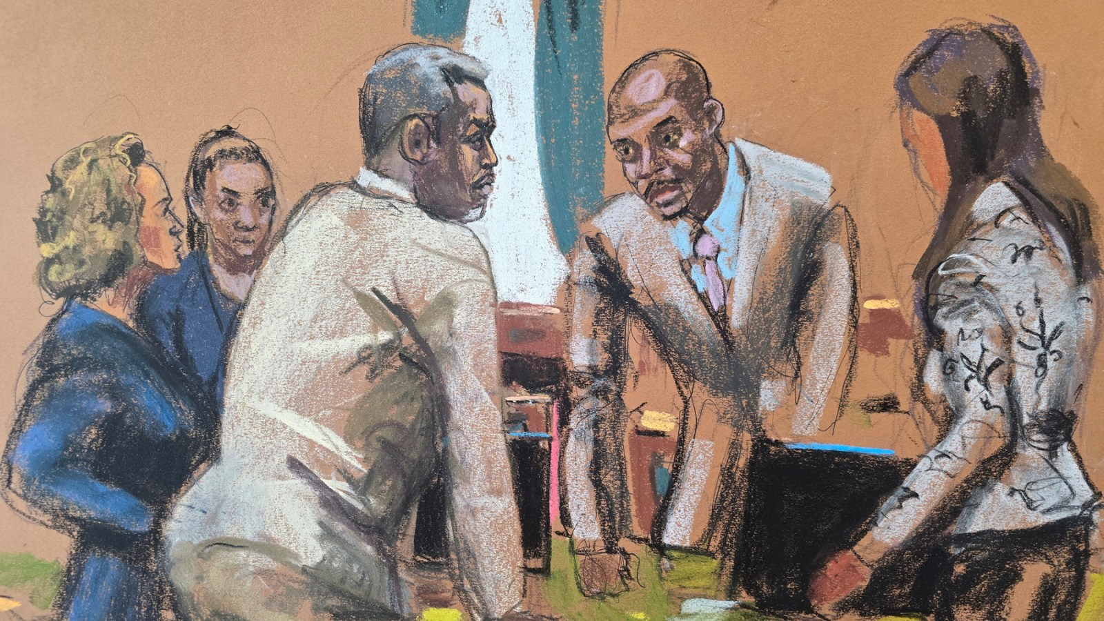 Courtroom sketch of Sean Combs trial