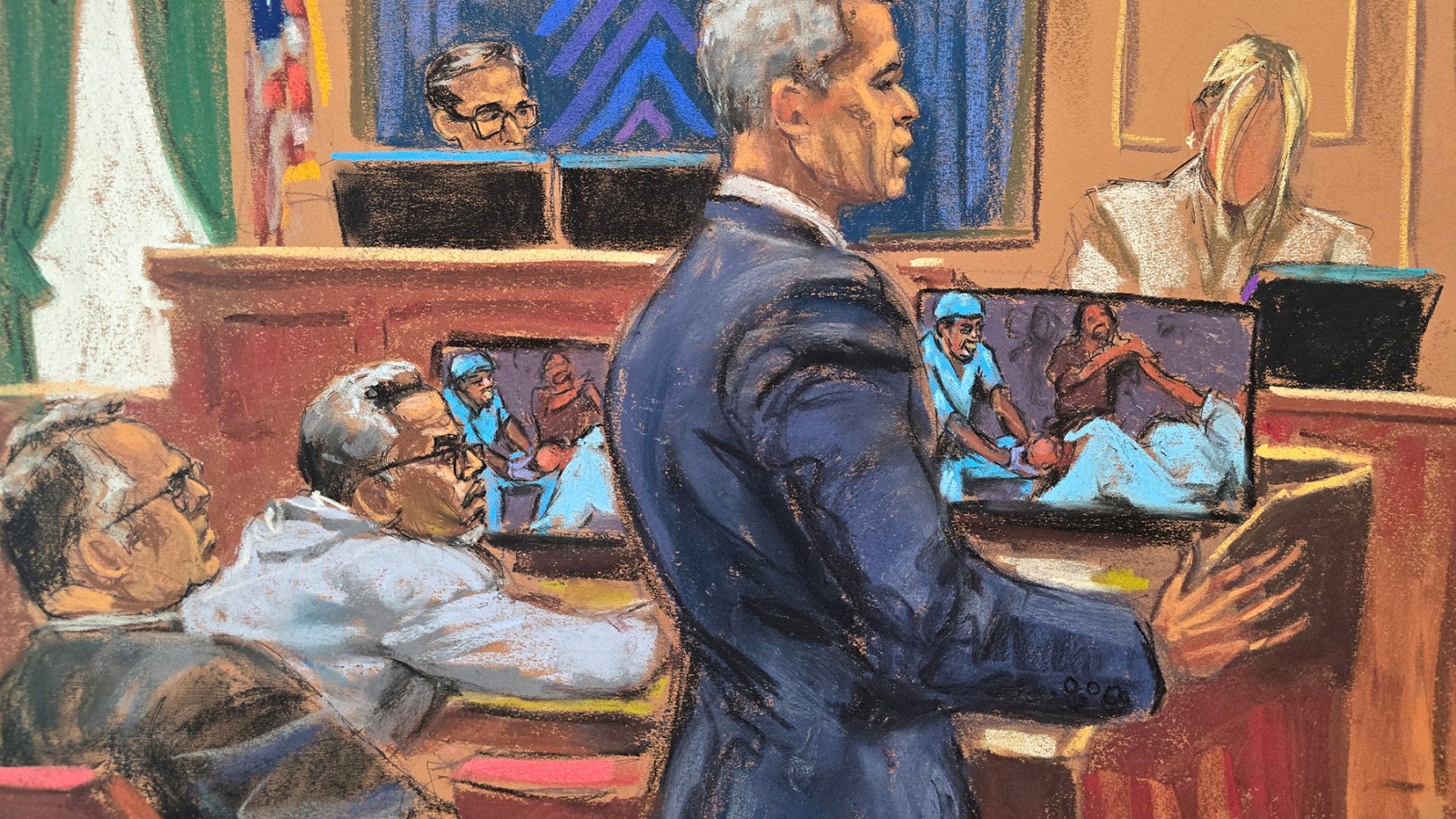 Courtroom sketch of Sean Combs trial