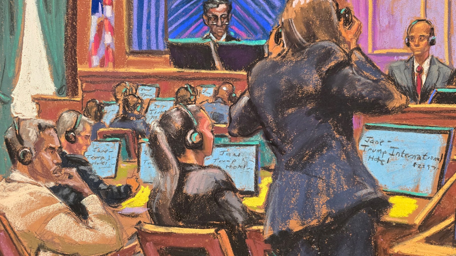 Courtroom sketch of Sean Combs trial