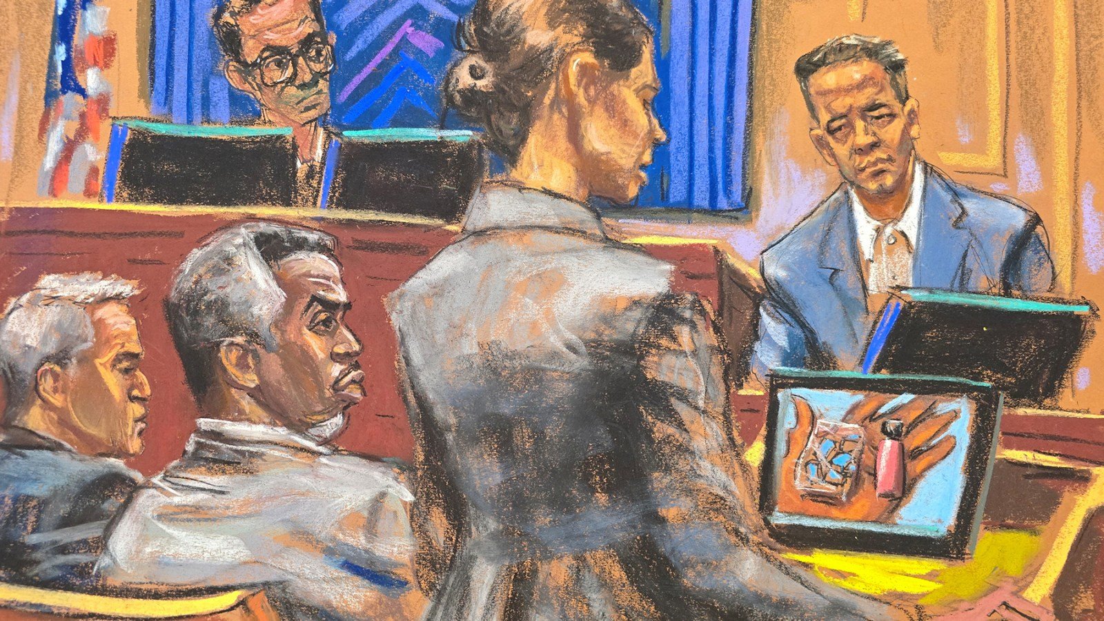 Courtroom sketch of Sean Combs trial