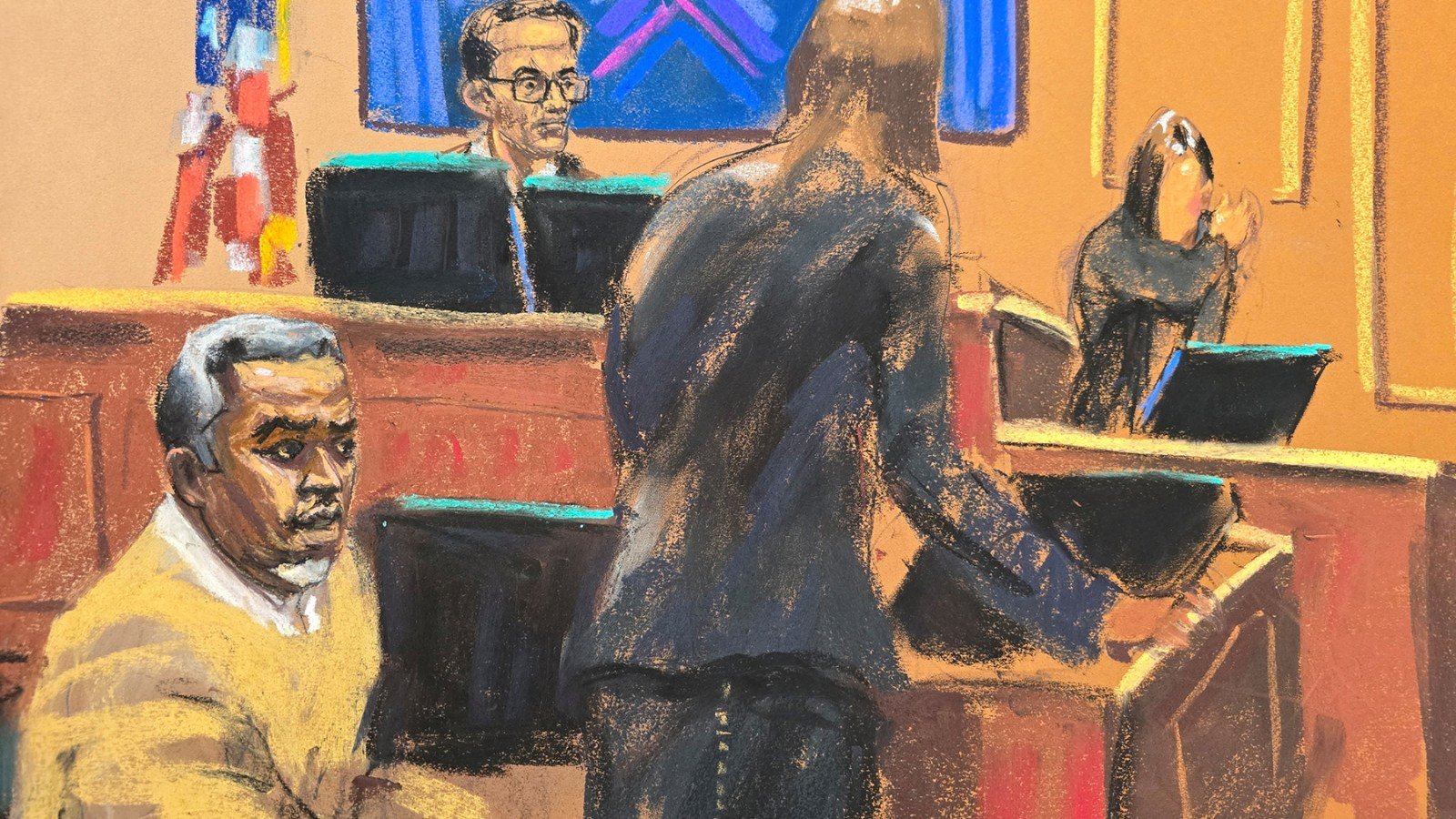 Courtroom sketch of Sean Combs trial