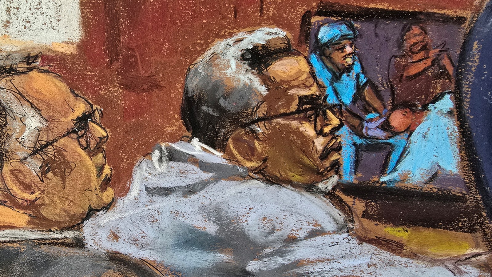 Courtroom sketch of Sean Combs trial