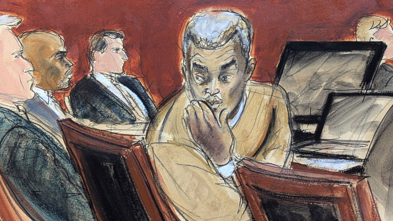 Courtroom sketch of Sean Combs trial