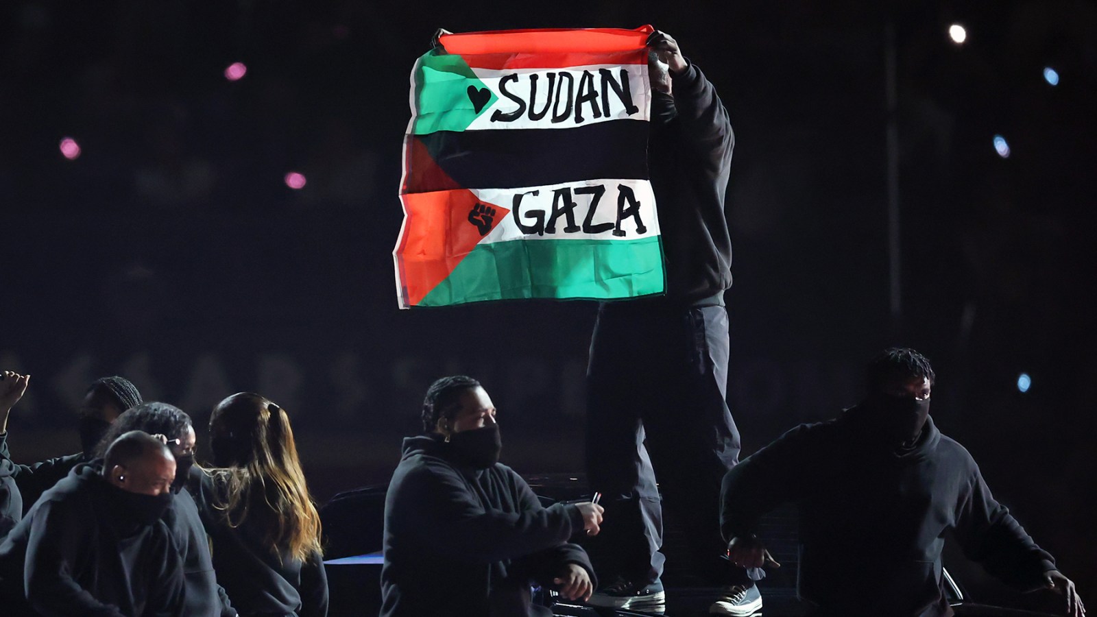 Protester at Kendrick Lamar Super Bowl Halftime Show