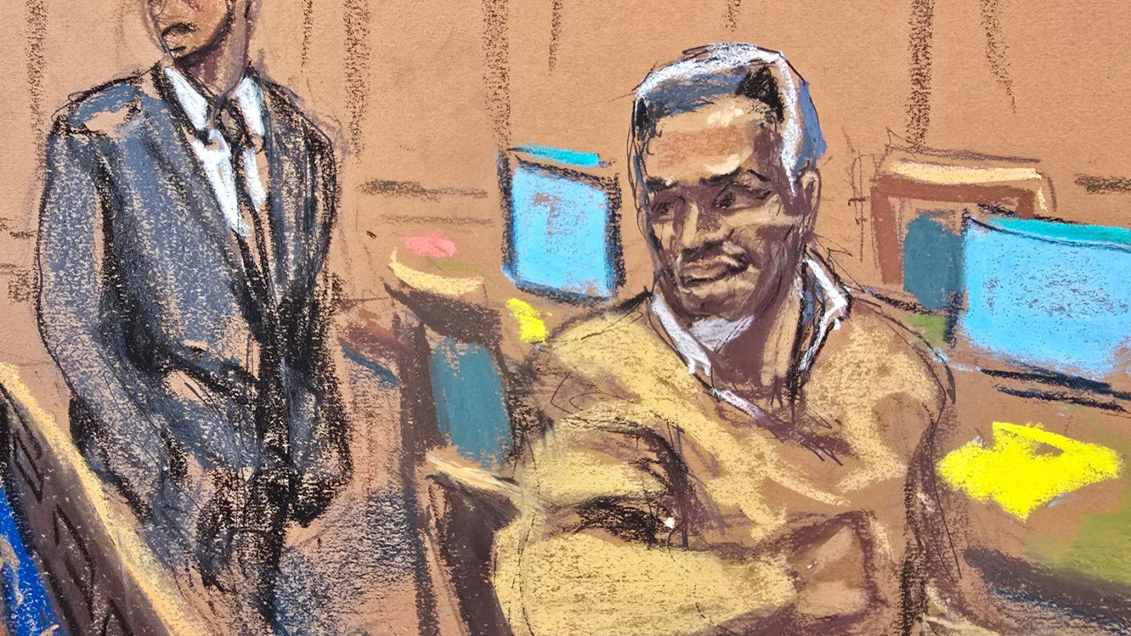 Courtroom sketch of Sean Combs trial