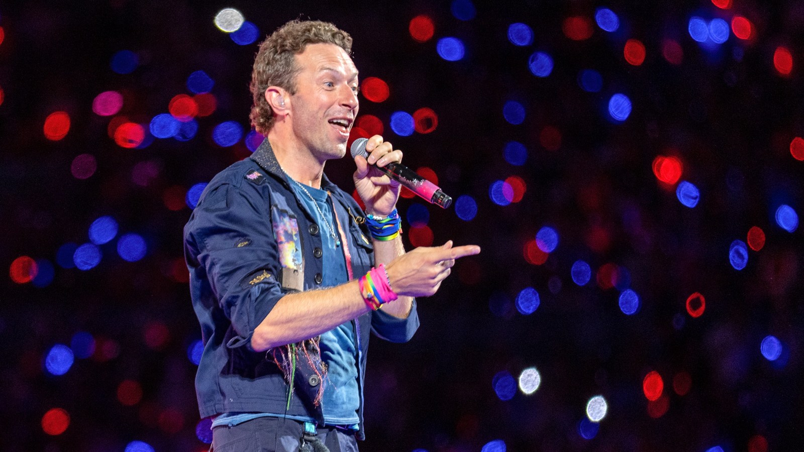Coldplay's Chris Martin performs at London's Wembley Stadium