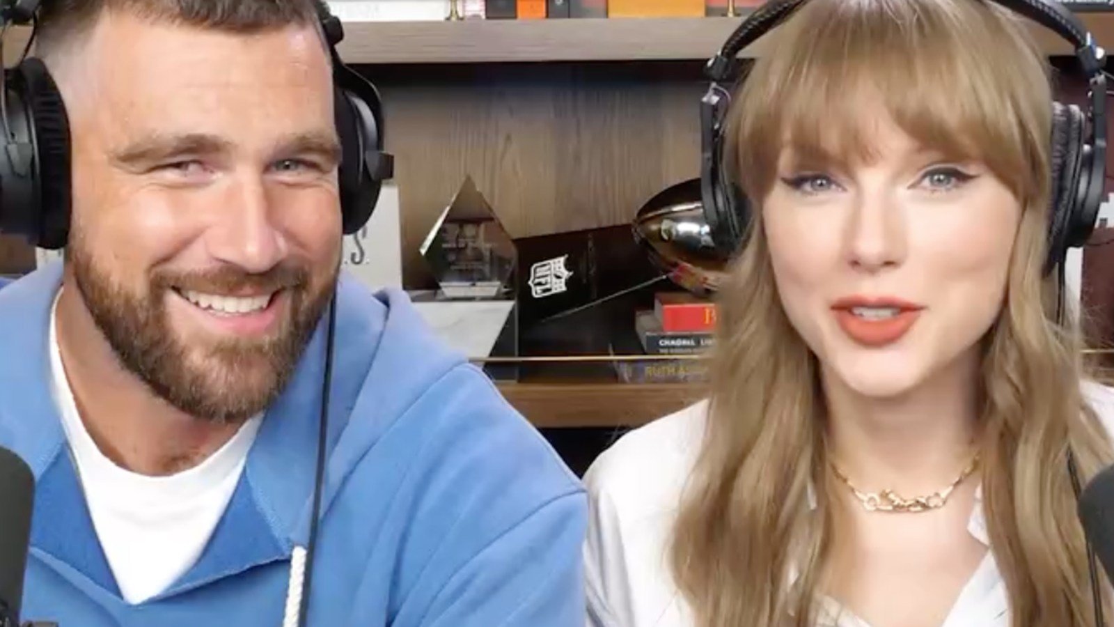 Travis Kelce and Taylor Swift on New Heights podcast