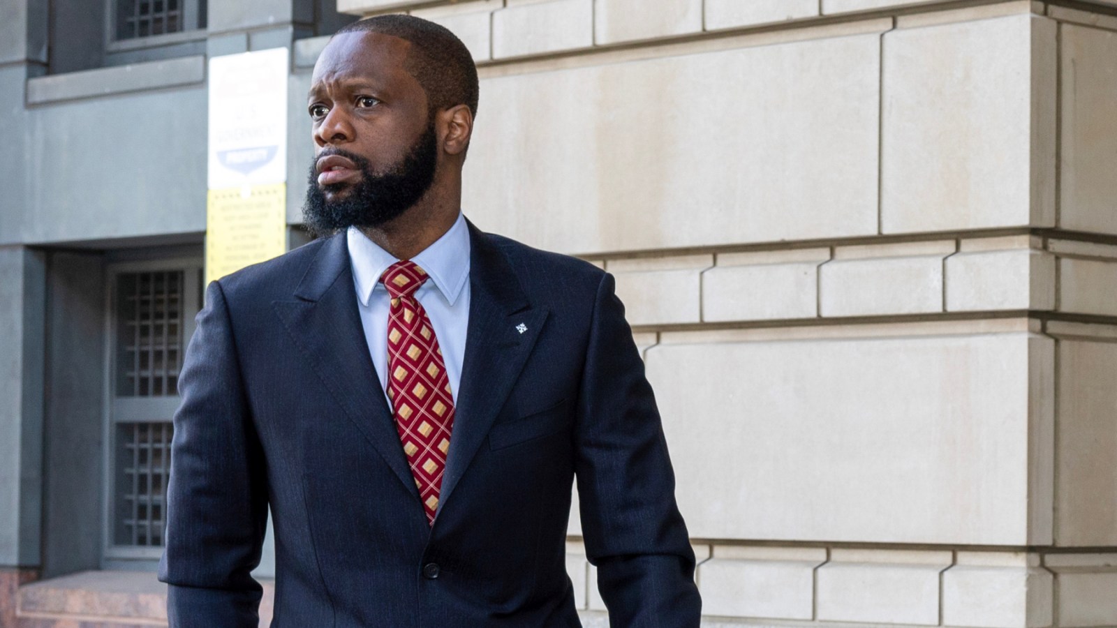 Pras Michel outside court