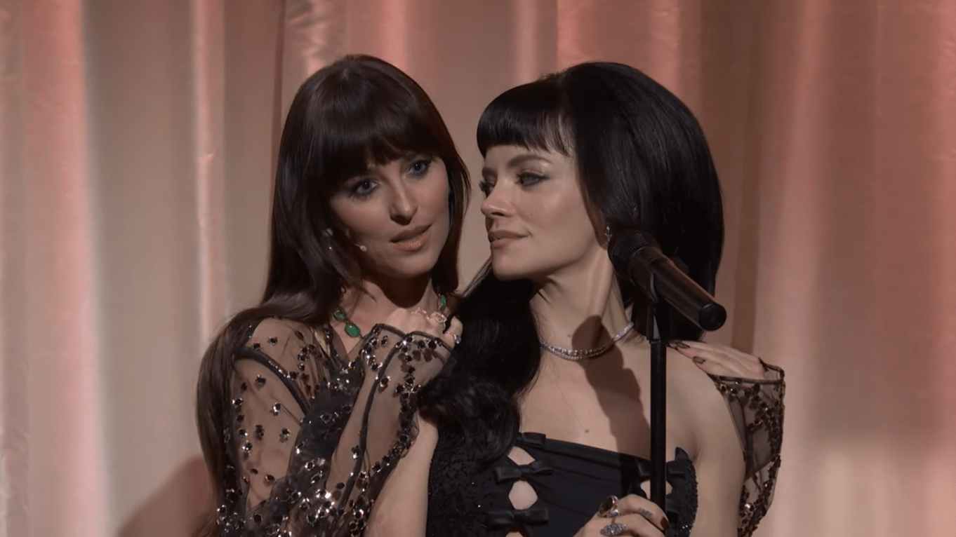Dakota Johnson and Lily Allen on SNL