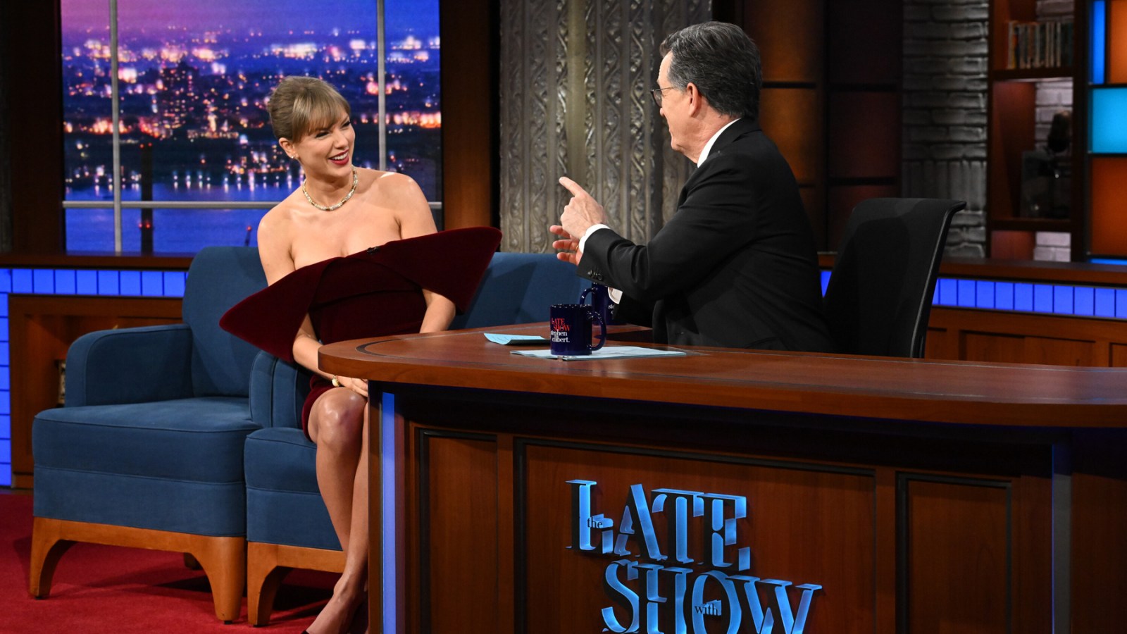 The Late Show with Stephen Colbert and guest Taylor Swift during Wednesday’s December 10, 2025 show