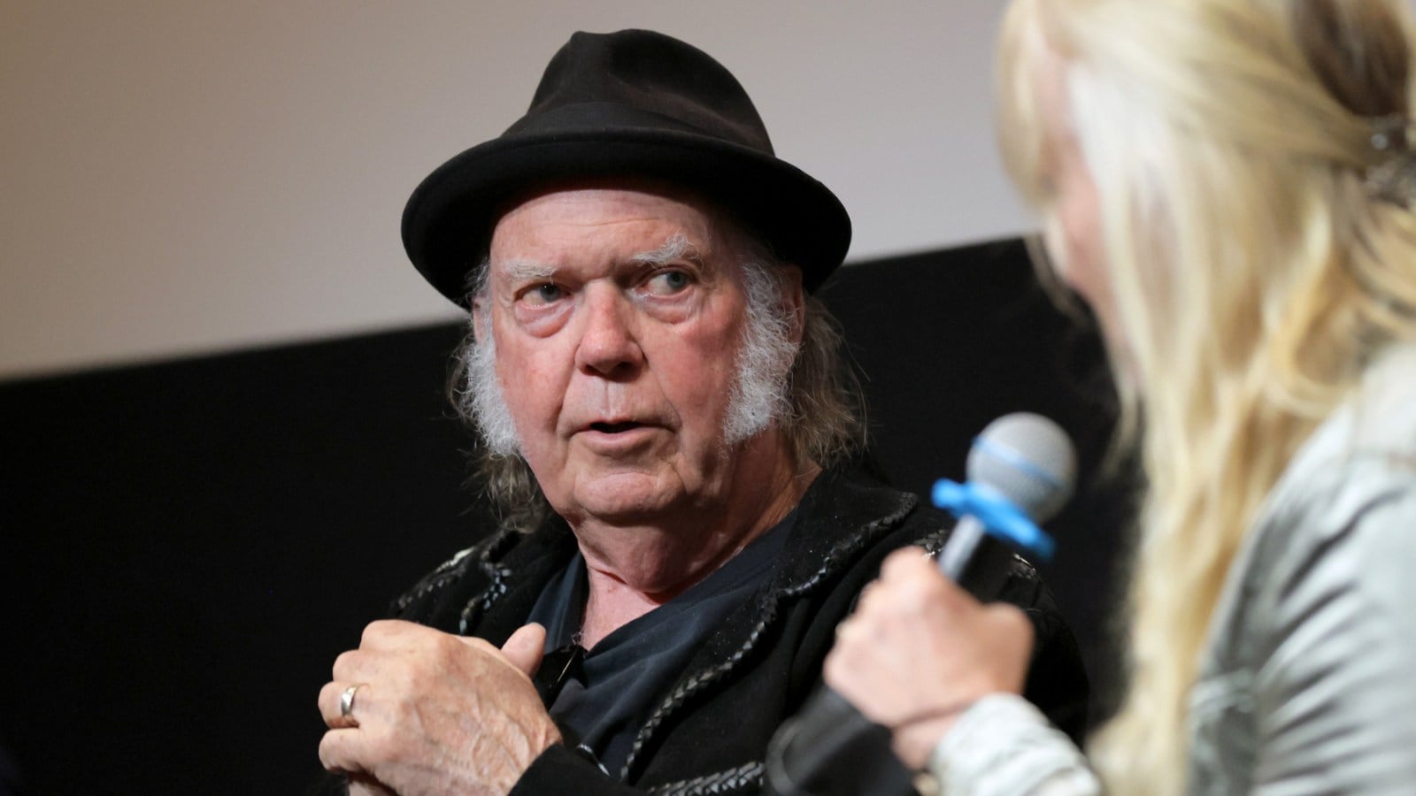 Neil Young and Darryl Hannah at a Q&A for 'Coastal' during the 2025 Santa Barbara International Film Festival.