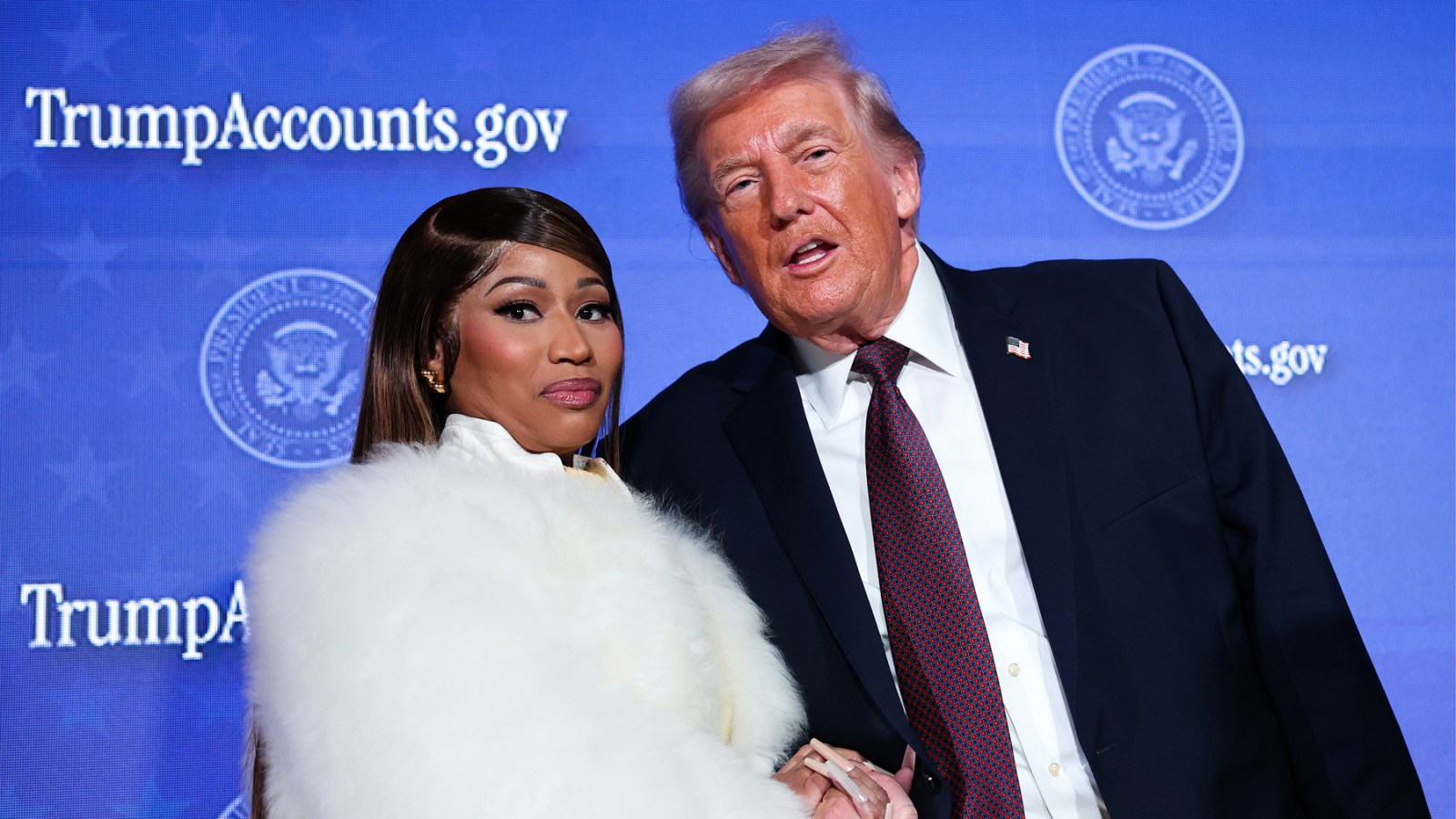 Nicki Minaj joins President Donald Trump on Jan. 28, 2026 in Washington, D.C.