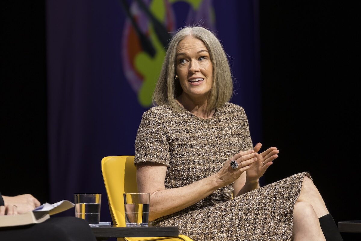 Amy Wallace speaking at the All About Women event