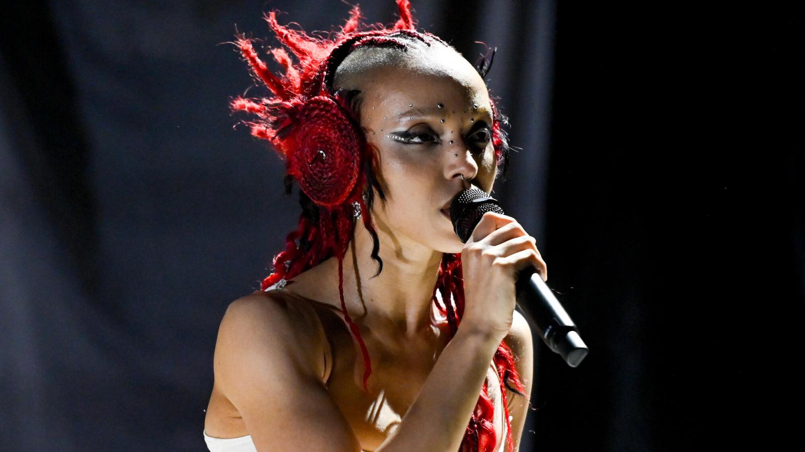 FKA twigs performs at the 2026 Coachella Valley Music And Arts Festival - Weekend 1 - Day 3 on April 12, 2026 in Indio, California.