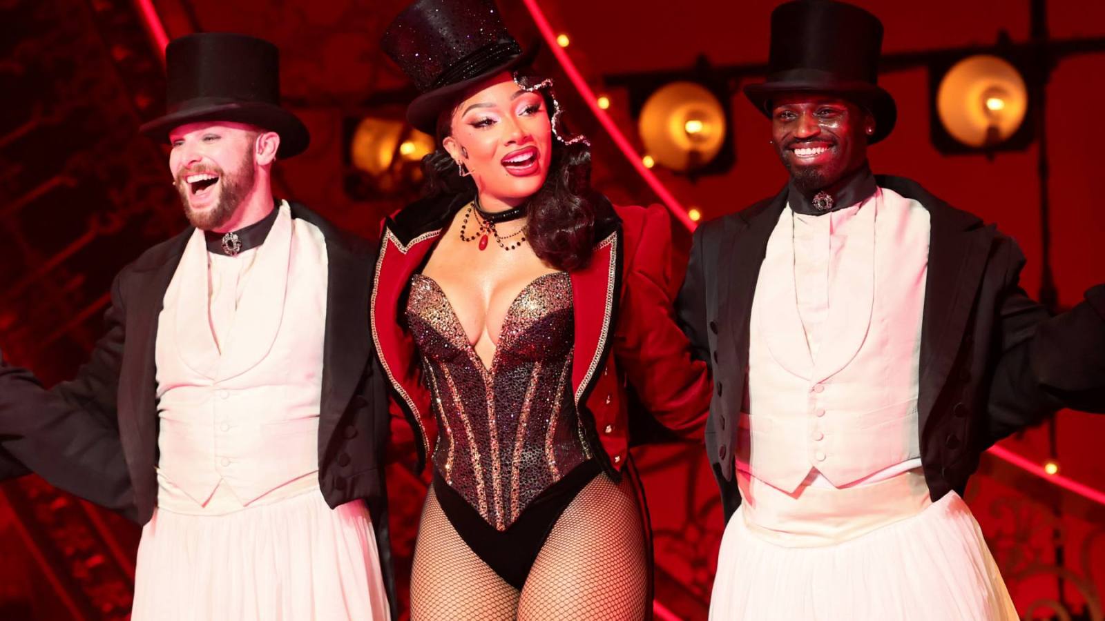 NEW YORK, NEW YORK - MARCH 24: Megan Thee Stallion makes her Broadway debut in Moulin Rouge! The Musical at Al Hirschfeld Theatre on March 24, 2026 in New York City. (Photo by Theo Wargo/Getty Images for Hot Girl Productions)
