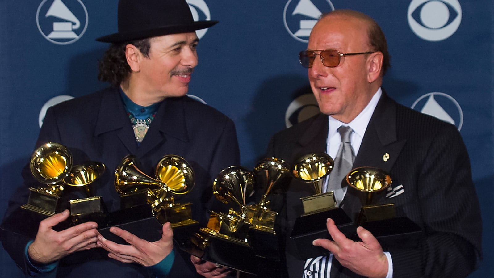 Carlos Santana and Clive Davis at the Grammys