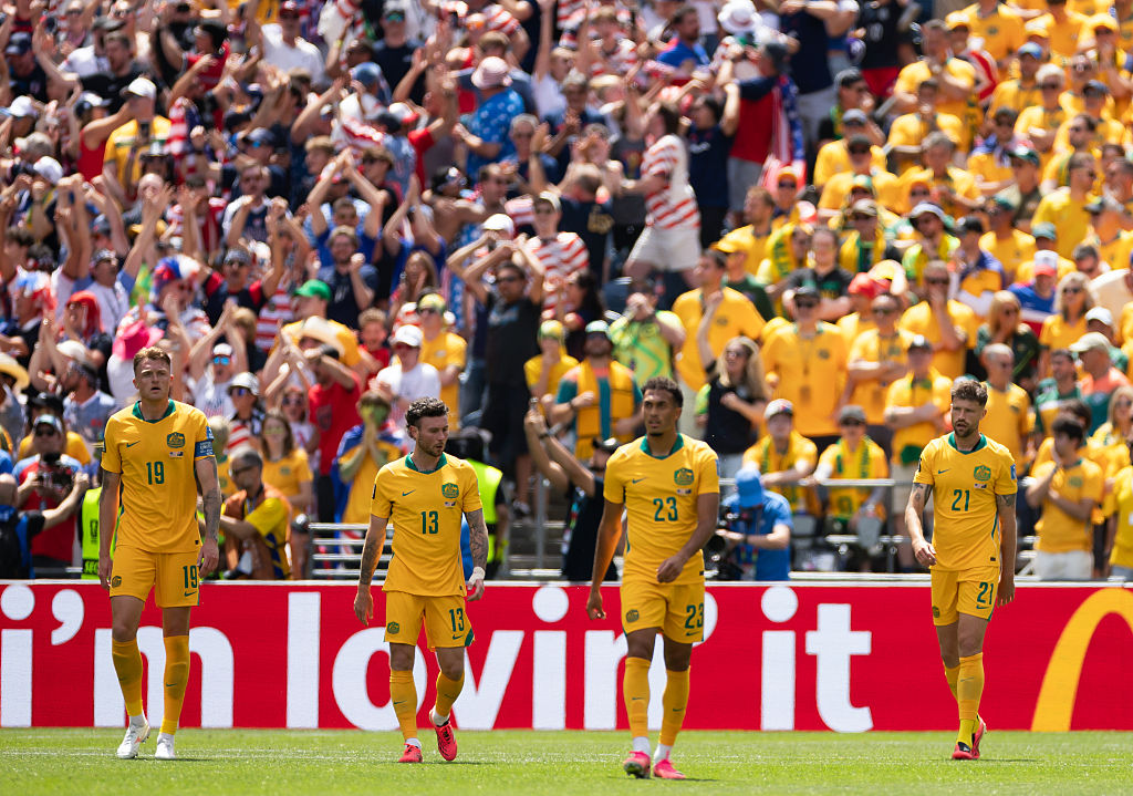 Australia play against the USA at the World Cup