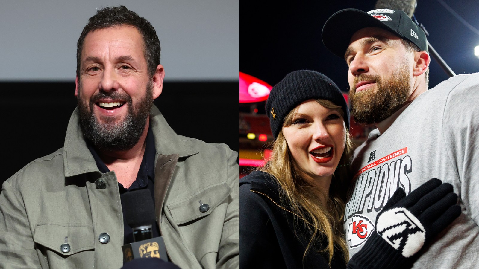 Adam Sandler and Travis Kelce and Taylor Swift