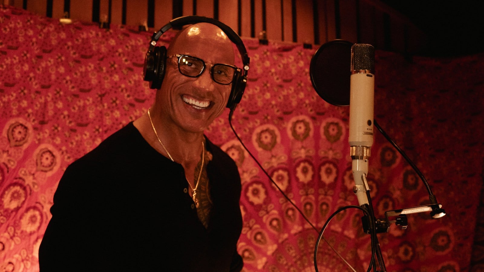 Dwayne Johnson in the recording studio