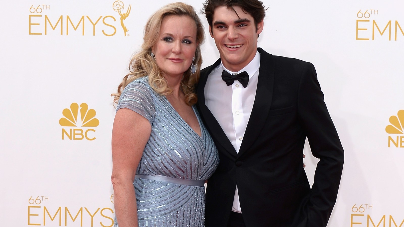 Dyna and RJ Mitte at the 2014 Emmy Awards.