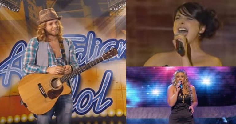 Collage of Australian Idol Winners, Wes Carr, Natalie Gauci and Kate DeAraugo