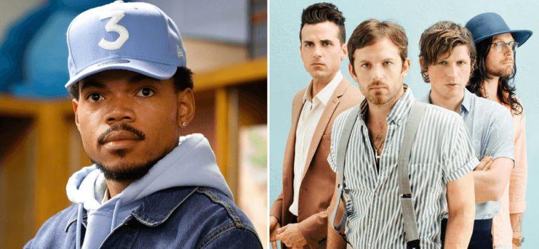 Split screen image of Chance The Rapper and Kings Of Leon
