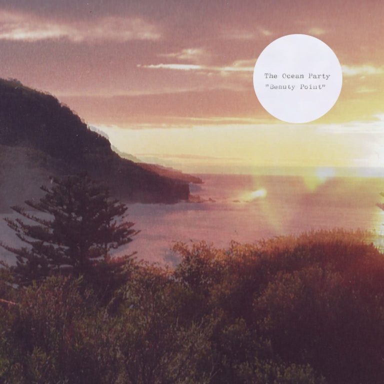 The cover of The Ocean Party record Beauty Point, showing a sun-dappled coastline.