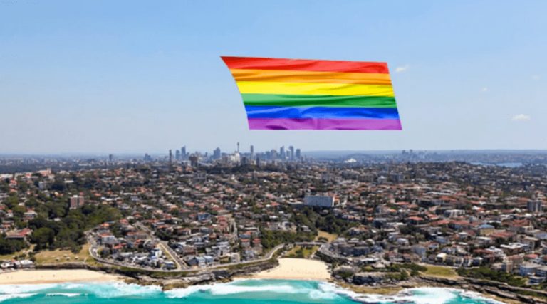 rainbow flag over sydney