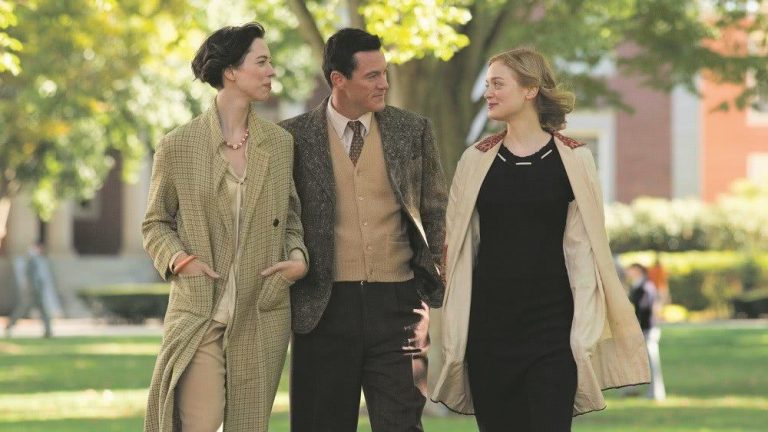 The three leads of Professor Marston And The Wonder Women walking through a park