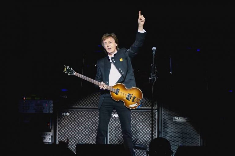 Paul McCartney onstage at the Qudos Bank Arena
