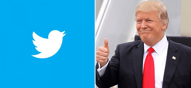 Image of the Twitter logo and US President Donald Trump